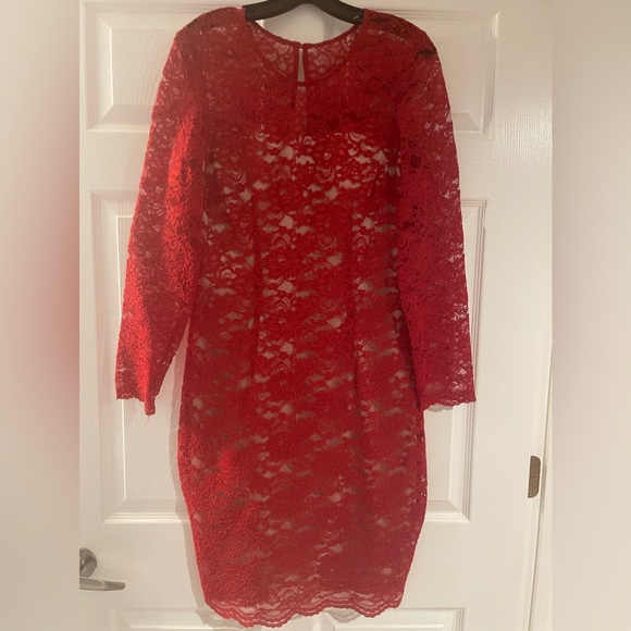 Jax Dresses & Skirts - Jax Women’s dress Size 10, red lace over nude lining worn once.